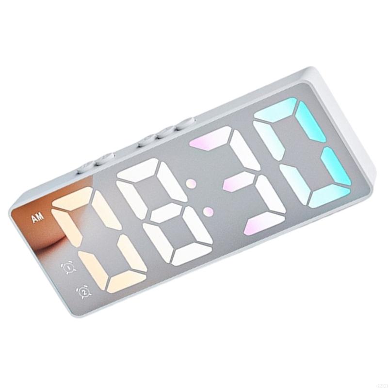 62KD LED Alarm Clock With Mirror Surfaces Temperature Date Display USB Battery Powered Bedroom Home Desktop Accessories