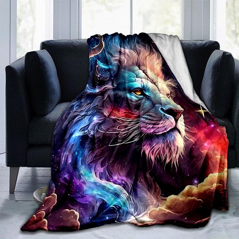 1pc Colorful Galactic Lion Blanket Seasonal Home Decorative Throw for Couch, or Car Seat Cover,Living Room.K017