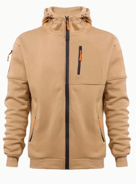 European Men's Bestseller Hoodie Jacket - Casual Sports Style with Zippered Arm and Multi-Pocket Design