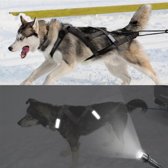 Pet Harness Reflective Dog Sled Harness Adjustable Comfortable Pet Chest Strap for Outdoor Night Walking
