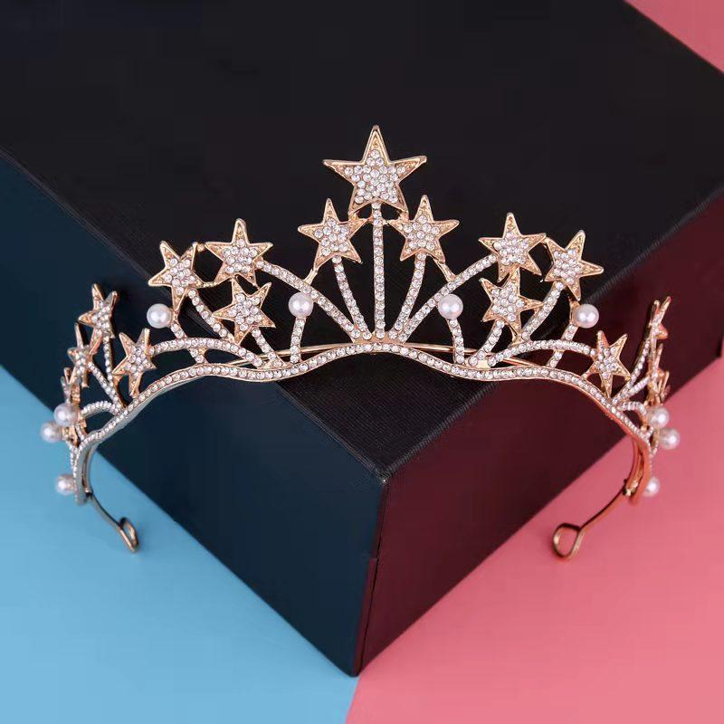 

Свадебная тиара корона Новые свадебные аксессуары из белой марли Роскошная барочная женская корона Аксессуары для волос на день рождения