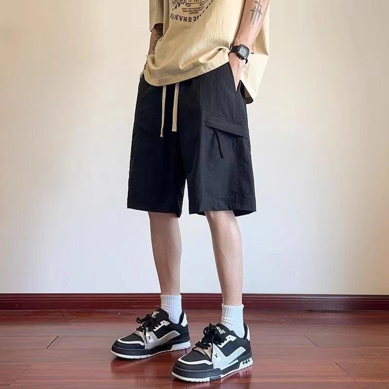 Men s work shorts, summer thin style, 2026 new sports pants, ice silk versatile casual shorts M чёрный