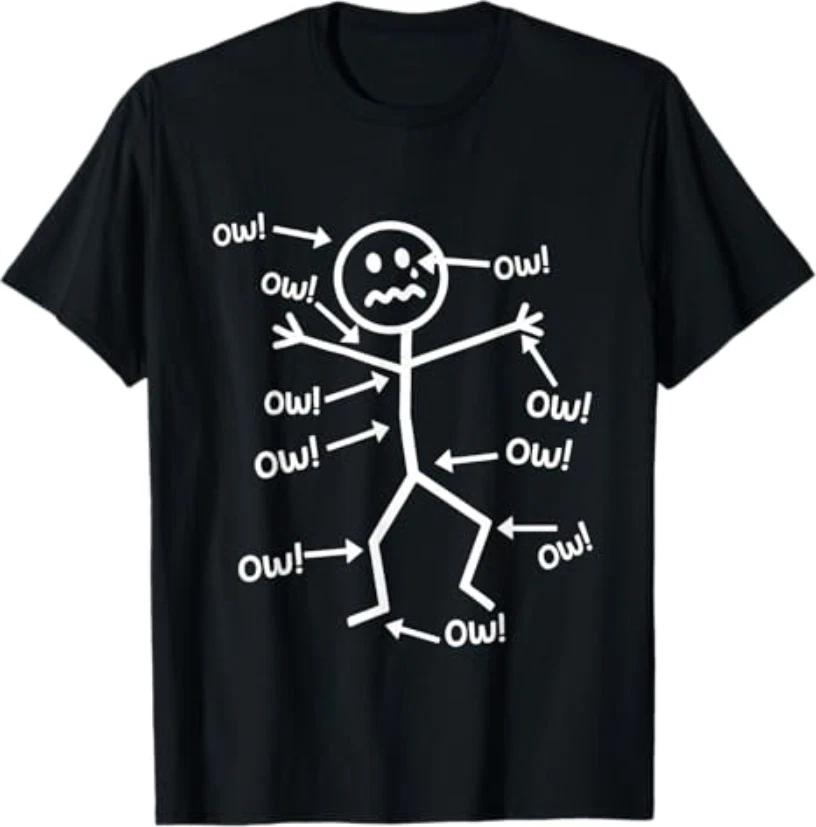 Funny Ow Ow Ow Ow Saying Body Pain Character Humor Sarcastic T-Shirt M