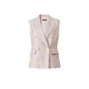 Blacknin "Heroine" Linen Gold and Silver Silk Thin and Glittering Closure Collar Stripes Pink Suit Outwear Vest Cropped Pants
