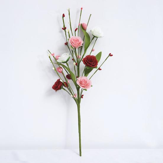 Valentine's Day Artificial Flower Faux Silk Tulip Stem with Pink White Red Heart Berries for Vase Centerpiece Wedding Home Decor