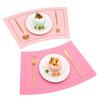 Fan Shaped Round Table Dining Mat, Leather PU Table Mat, Waterproof and Heat-insulating Mat, Hotel Western Dual Color Tableware Mat
