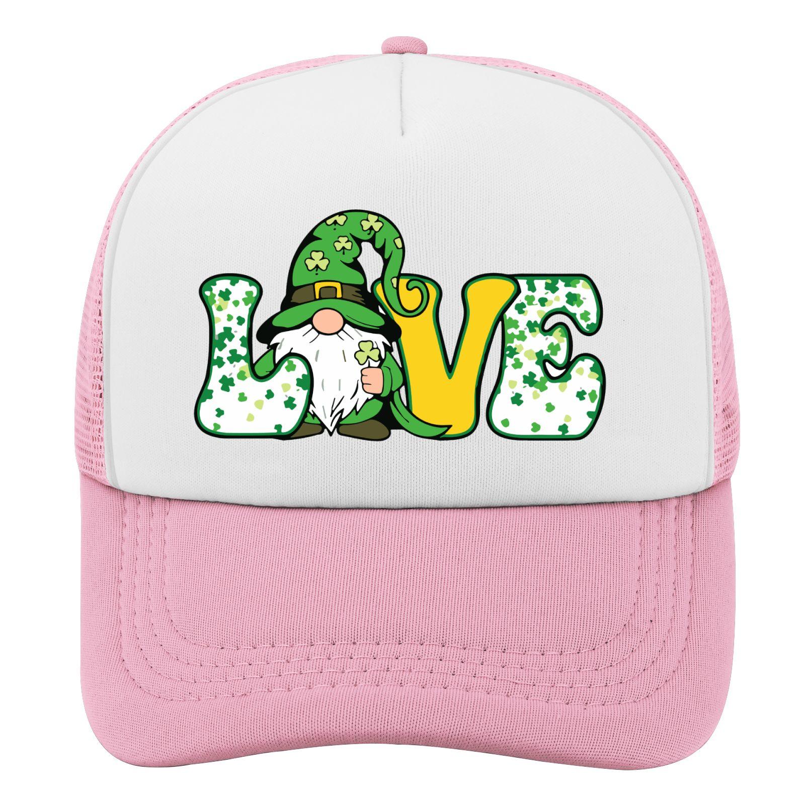 

St Patricks Day Gnome Love Trucker Hat Unisex Polyester Casual Adjustable Outdoor Cap One Size