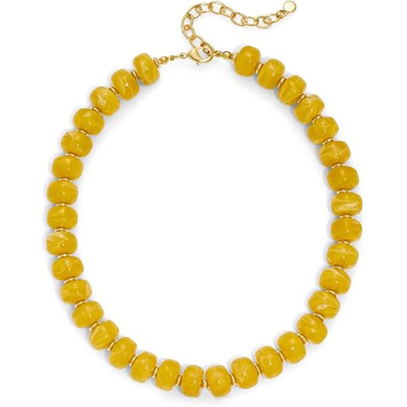 Boho Colorful Acrylic Beaded Choker Necklace for Women Chunky Summer Beach Statement Jewelry Gifts жёлтый