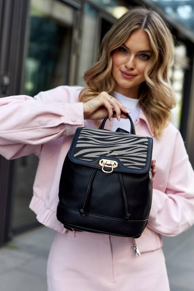 Women's urban backpack with a flap made of eco-leather - David Jones