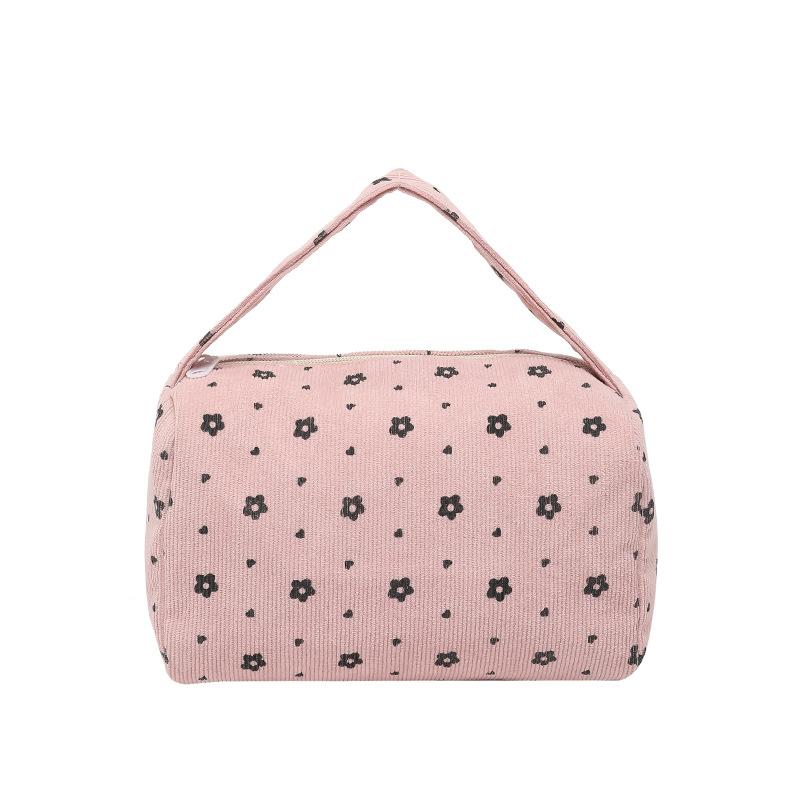 Spring New Japanese Cute Fresh Wind Flower Handbag Soft Girl Corduroy Simple Small Square Bag