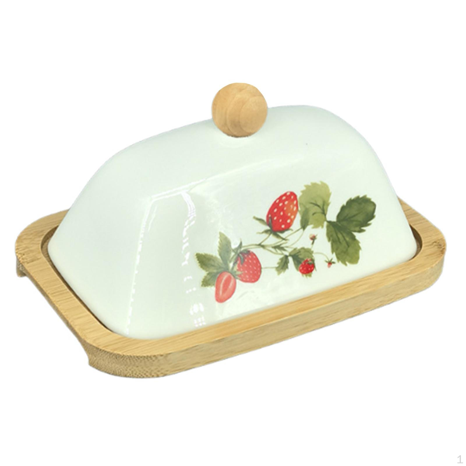 

Масленка с крышкой и ручкой-держателем, кухонный аксессуар, подставка для торта и сыра Strawberry pattern