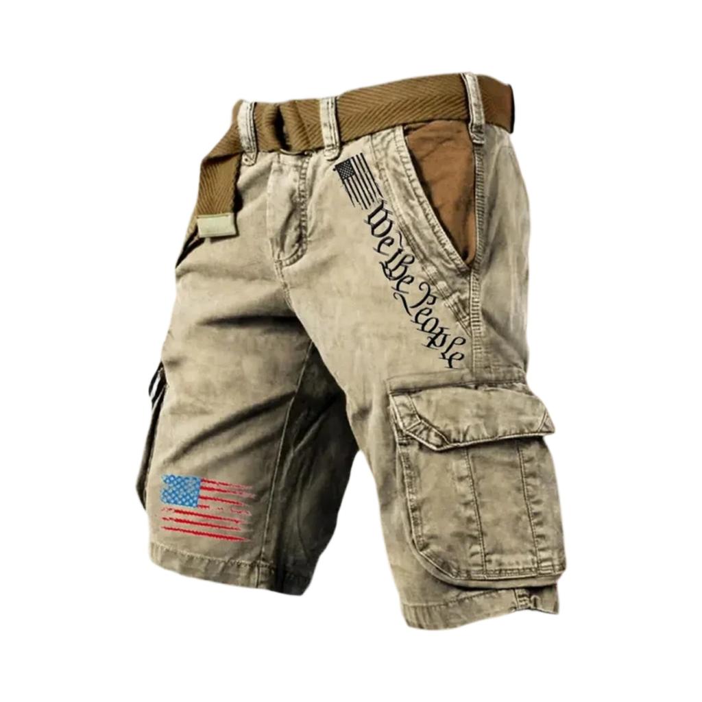 Men's Casual Sport Multi-pocket Work Pants  Men's Fashionable Flag-letter Printed Pants