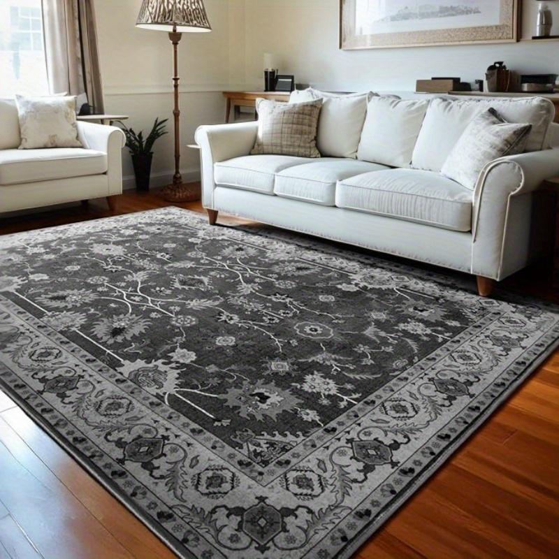 Vintage Bohemian Mat, Living Room Mat, Washable Vintage Flannel Mat Bedroom Mat, Non-slip Interior Floor Mat for Living Room