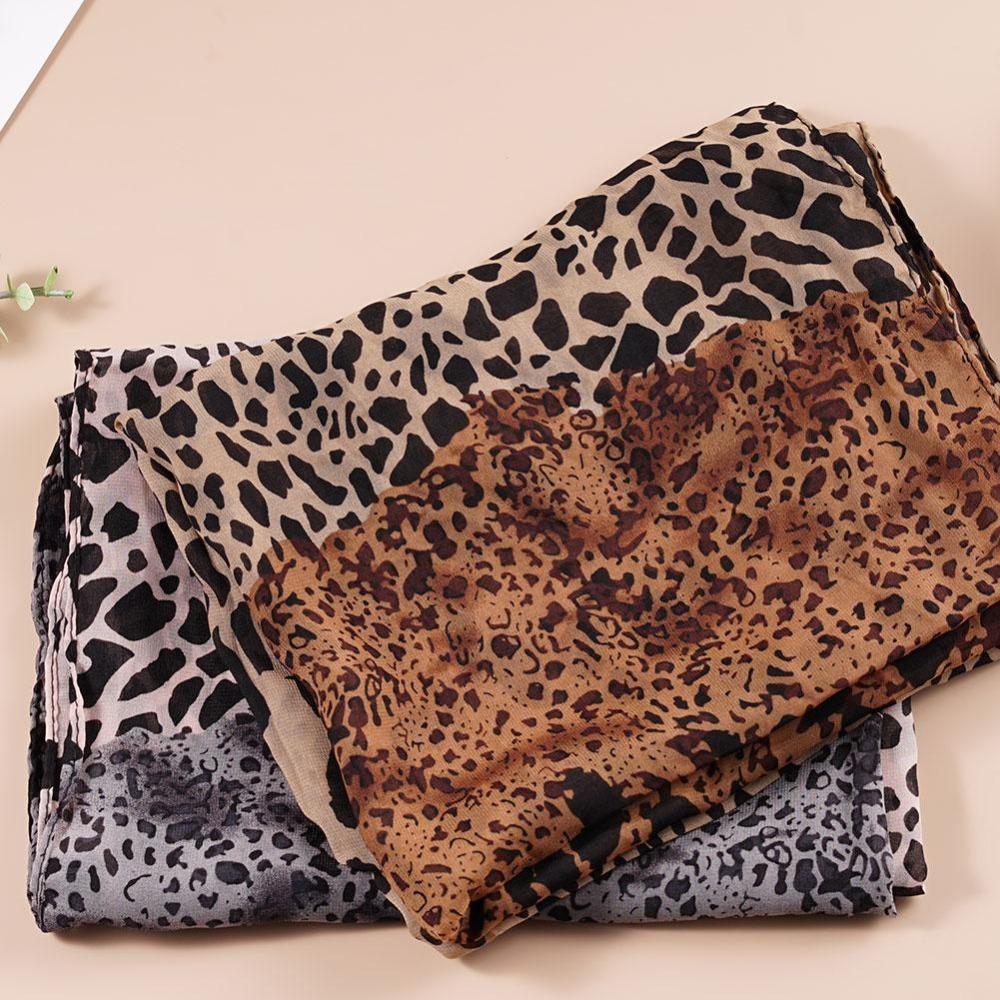 Mote Leopardmønster Chiffonskjerf Mykt Elegant Sjal Silkeskjerf Vintage Langt Chiffonsjal Skjerf Kvinner