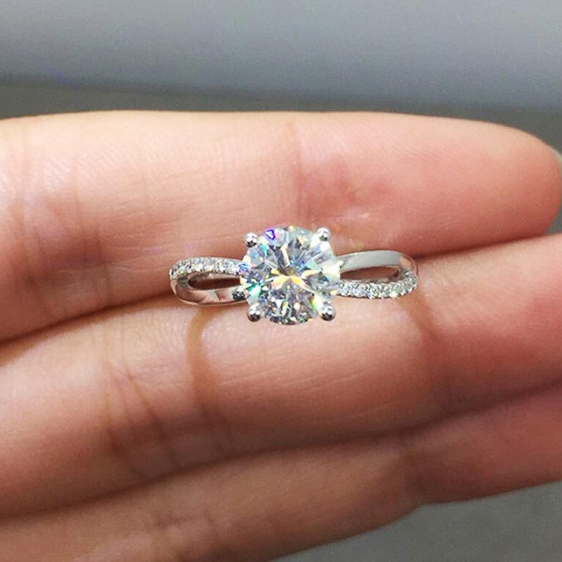 

1Pc Fashion Classic Round Synthetic Zircon Ring for Engagement and Wedding with Jewelry Fashion Ring 10 серебряный