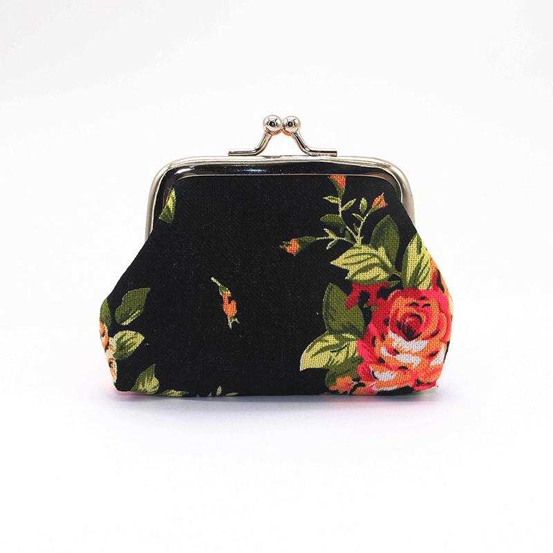 Rose Flower Canvas Coin Purse Cute Flower Print Mini Bag Coin Bag Wallet Girl Little Bag Key Credit Card Holder Pouch