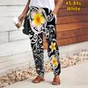 Women Flower Printing Pants Lace Up Elastic Waist Loose  Trousers Casual Long Pants Trousers with Pockets