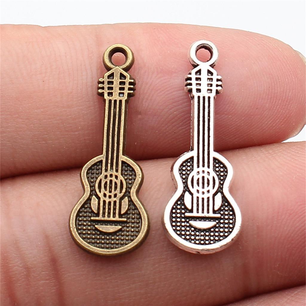 Musical Charms Multi Color Alloy Guitar Pendants For Music Themed Jewelry Making