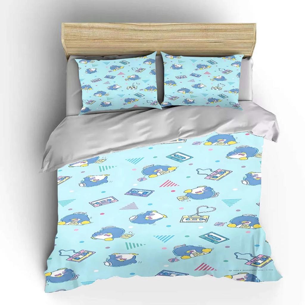 Tuxedo Sam Sanrio Bedding Set Hello Kitty Children Fashion 3 Pieces Set King Size Bed Set US Twin Adult Bed Cover Bedroom Duvet