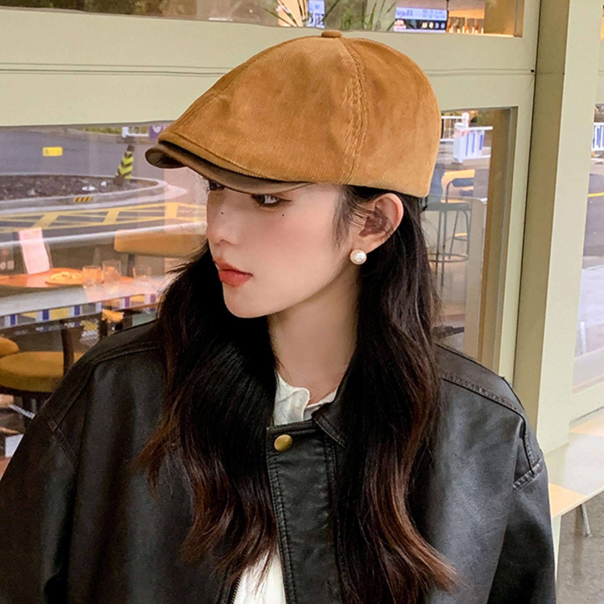 

Spring and autumn travel versatile, show your face, wear a heavy painter s hat, tide British style retro forward hat children M（56-58cm） хаки