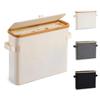 Modern Bamboo & Fabric Foldable Storage Basket with Lid for Paper Towels and Toiletries