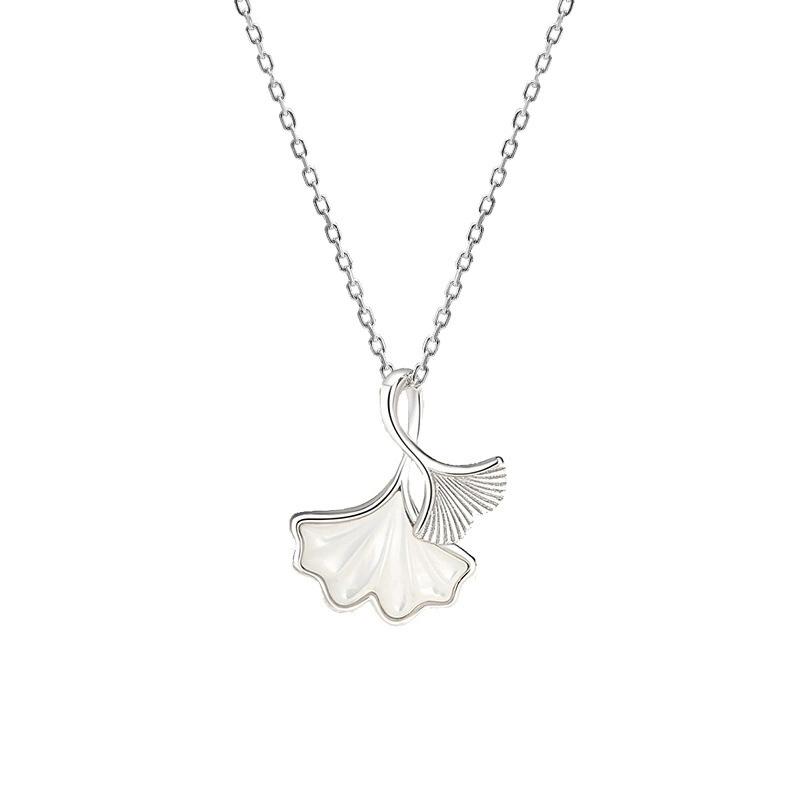 FY-N001392B 925 Silver 'Three Women's Forest Style Leaf Collarbone Chain Niche Light Luxury High-end Feel
