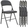 Folding Indoor Chairs, Set of 4, Velvet Seats, Steel Frame, Dark Grey