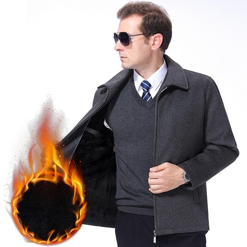 

Зимняя шерстяная куртка для людей среднего и пожилого возраста, шерстяная куртка с лацканами, кашемировая куртка, мужская бархатная утолщенная мужская большого размера 195