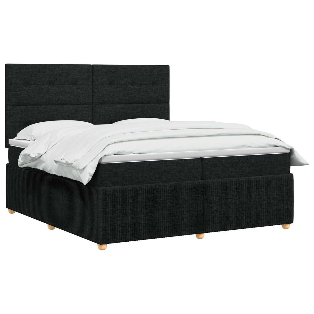 Box Spring Bed with Mattress Black 200 X 200 Cm Fabric