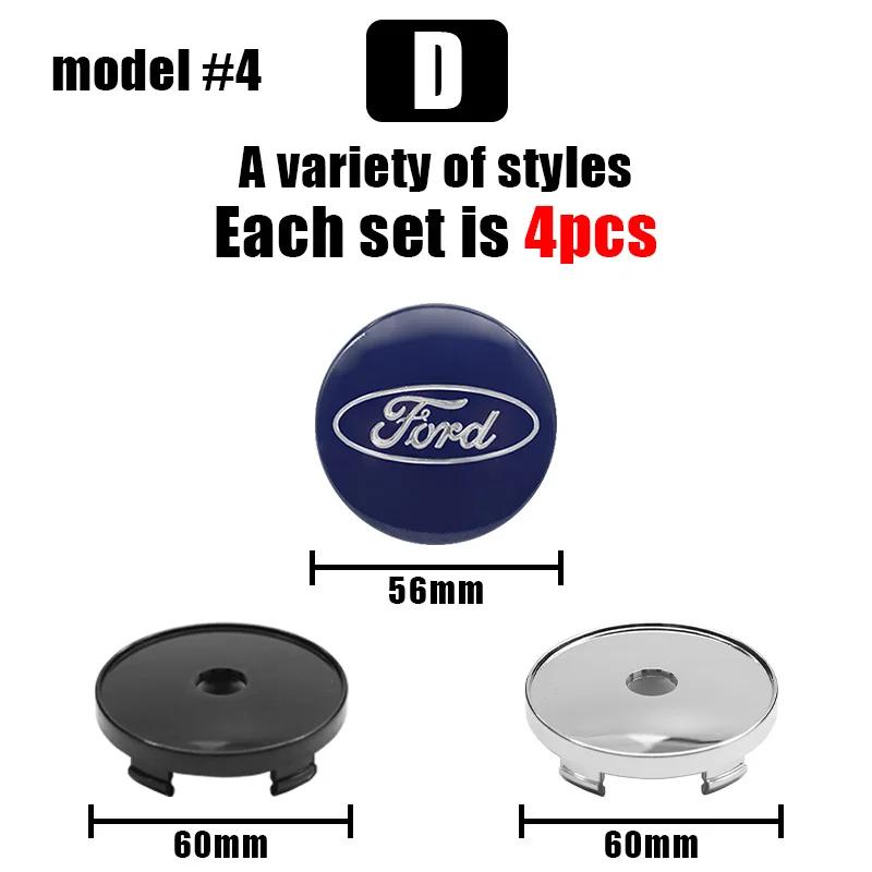 Car Sticker 4Pcs 56+60mm Car Styling Mustang Emblem Badge Wheel Center Hub Cap For Ford Focus Fiesta Mondeo Fusion Explorer Esca
