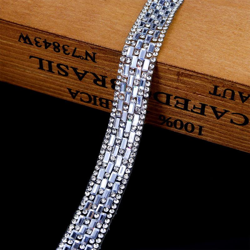 Hot Fix Ribbon Diy Hot-Melt Adhesive Diy Decoration Crystal Ribbon For Belt Embellishment Clothing Decoration Bridal