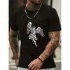 European Sizes Summer Men'S Casual Stylish Short-Sleeve Print Stretchy Ribbed Round-Neck Comfortable Breathable T-Shirt