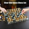 Clear Shot Glass Chess Set, Glass Chess Board 32X Cups Pieces, Drinking Sho