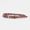 Women's Versatile Belt Rivets with Jeans Dress Decorative Belt Punk Pin Buckle Diamond-set Leather Belt for Girls
