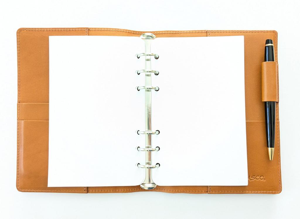 C&L TRASCO Genuine Leather Binder, B6 Size, 20mm Rings, 6-Hole, Vintage Series (Camel, B6-20mm)