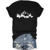 Womens Funny Heart Mountain Camping Tree Graphic Tee Forest Print T-Shirt Casual Hike Short Sleeve