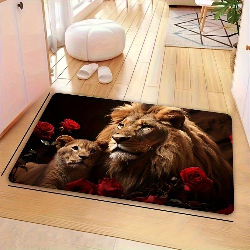 1PC Lion Pattern Rugs Non-Slip Home Door Mats Pop design Bathroom Rugs Bath Mat Carpet for Home Sink Laundry Decor