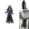 Gruseliges Geisterbraut-Kostüm für Damen Halloween Cosplay Party Elastizität Umhang Handschuhe Rock S-xxl