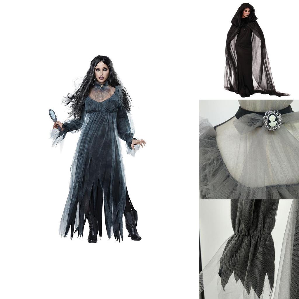 Gruseliges Geisterbraut-Kostüm für Damen Halloween Cosplay Party Elastizität Umhang Handschuhe Rock S-xxl