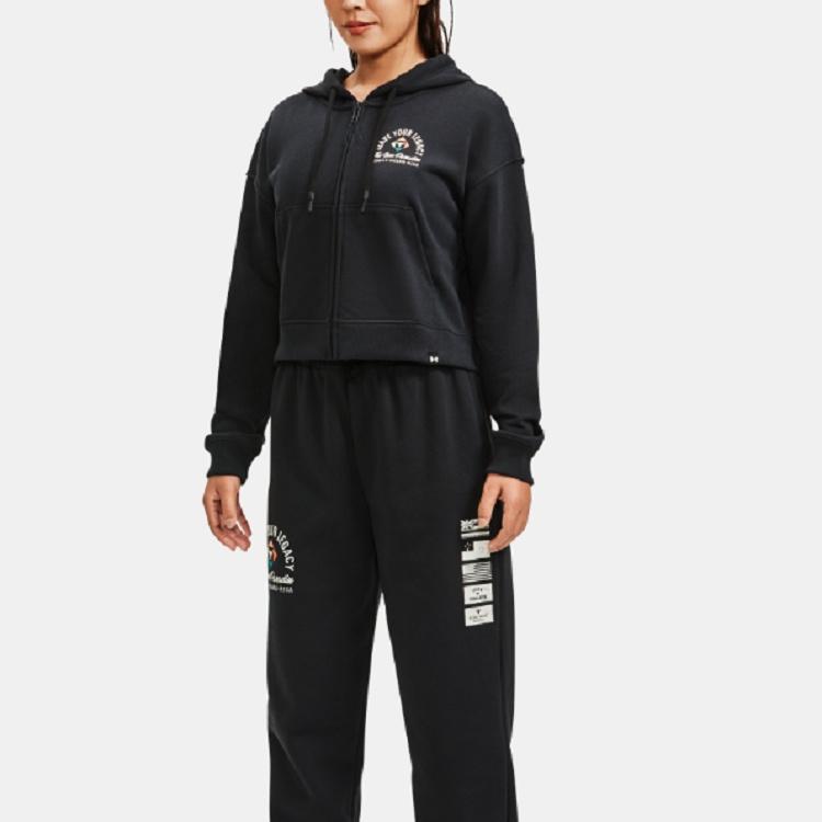 (WMNS) Under Armour Project Rock Heavyweight Terry Family Full-Zip Jacket 'Black' Women's 1379002-001