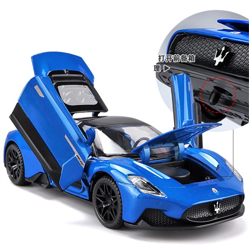 Coche deportivo de aleación Maserati MC20 Cabrio 1/32, modelo de coche de juguete de metal fundido a presión, modelo de coche de colección con sonido y luz, regalo para niños.