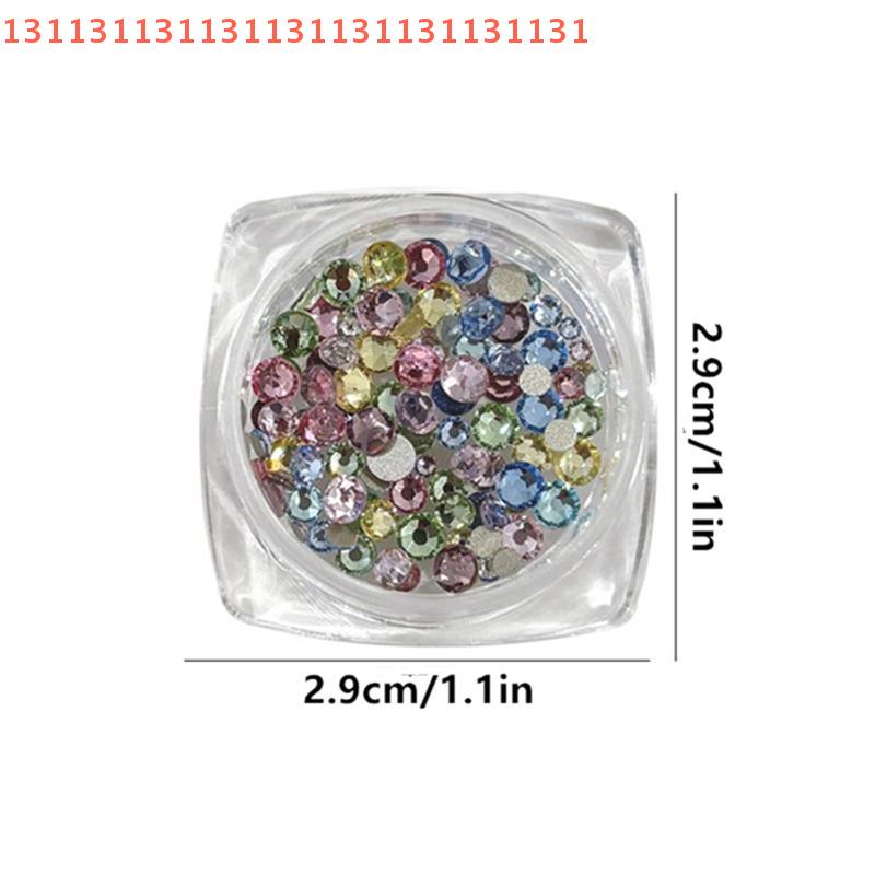 100PCS Sparkle Glitter Colorful Mini Nail Crystal Diamonds Round Flat Bottom Nail Art Rhinestones Decoration Manicure Charms