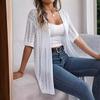 Spring and Summer Women Elegant Knitted Cardigan Hollow Out Short Sleeved Sun Proof Tops for Women
