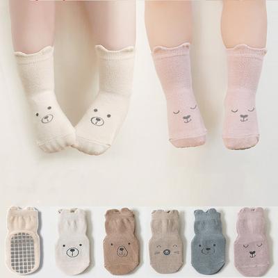 3Pairs/Lot Cartoon Baby Socks Infant Toddler Girl Anti-slip Cotton Floor Socks Cute Ears Rubber Grips Kid Newborn Mid Tube Socks