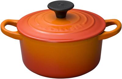 Støbejern Emaljeret Gryde Cocotte Ronde 14 cm Orange Gas IH Ovn Kompatibel Japansk [Officielt Produkt]