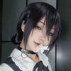 Anime Cosplay Wig, Reze Purple Low Bun Short Hair High-Temperature Fiber Synthetic Hairpiece