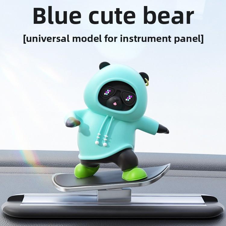 Car Skateboard Bear Sliding Car Cartoon Dynamic Bear Central Control Screen Instrument Panel Little Bear Car Decoration Ornament