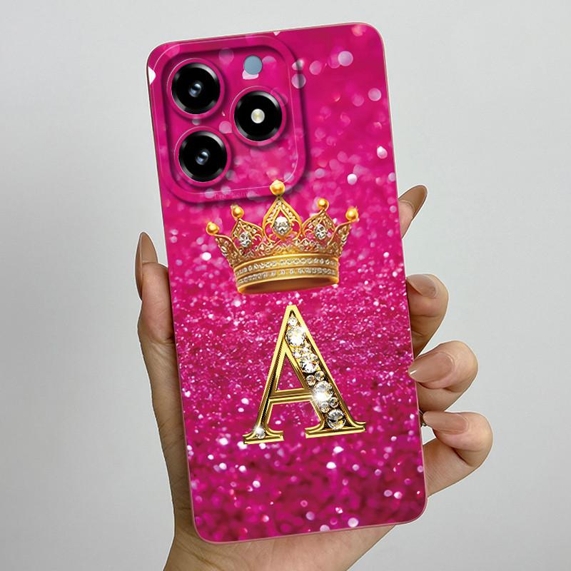 Kronenbuchstaben Handyhülle für OPPO Realme C61 4G 6,74" RMX3939 C 61 C63 Narzo N63 Hülle Quadratisch Flüssigsilikon Weiche Stoßfängerabdeckung