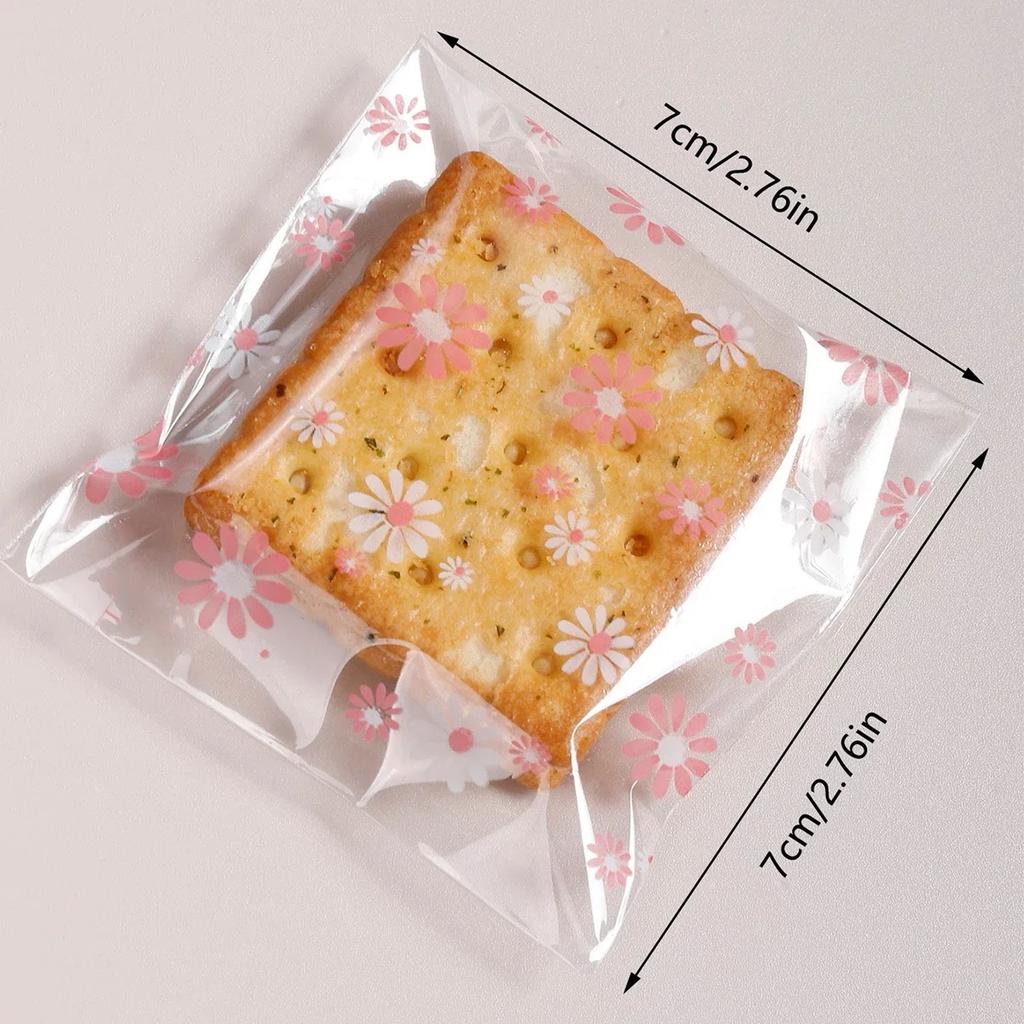 100pcs Plastic Packing Bags Flower Self-Adhesive Bags Biscuits Candy Cookies Jewelry Gift Packaging Birthday Wedding Gift Bags