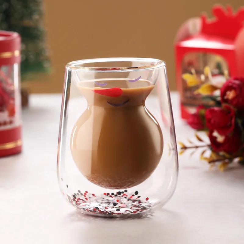 

150/250 мл Кружка-елка Стеклянная чашка Термостойкое стекло с двойными стенками Кофейная чашка Мультяшный рождественский подарок Молочная посуда as